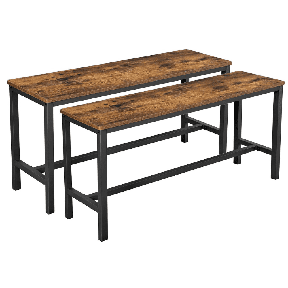 2 Kompakta Inomhusbänkar i Vintage Stil – Perfekt Förvaring Under Bordet