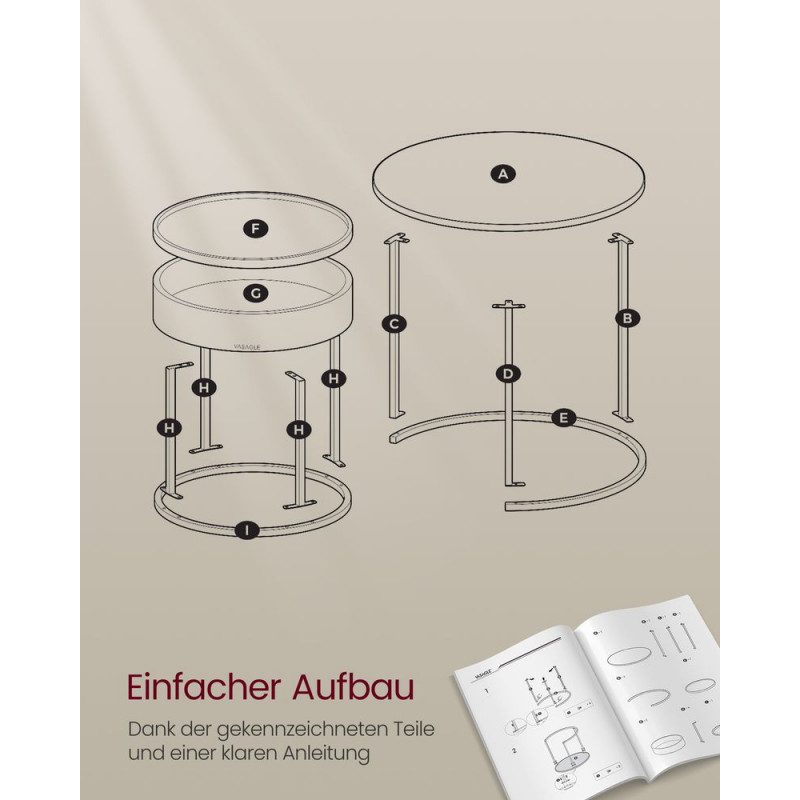 2-pack runt soffbord i vintage stil vintagebrun och svart