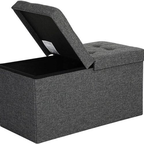 Fällbar Förvaringsbänk med Tygklädsel – 80 L Kapacitet, Mörkgrå