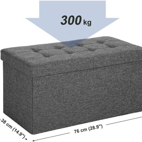 Alternative view of Fällbar Förvaringsbänk med Tygklädsel – 80 L Kapacitet, Mörkgrå