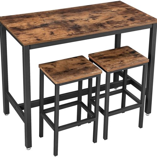 Vintage Barbord med 2 Barstolar – Rustik Design för Köket eller Vardagsrummet