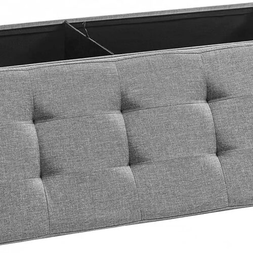 Förvaringsbänk med Sittplats, Ljusgrå – 110 x 38 x 38 cm, 120L Kapacitet