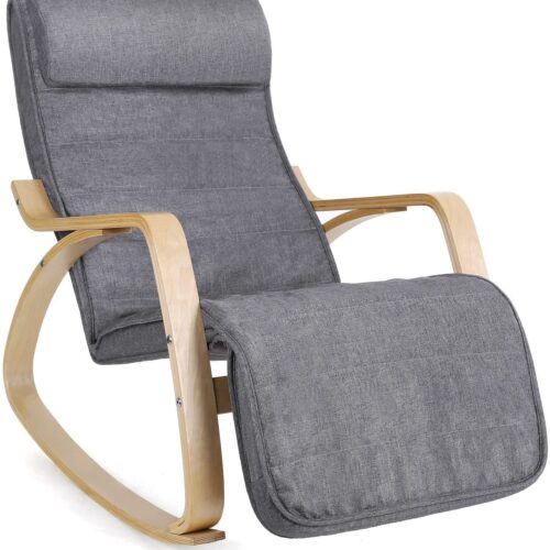 Ergonomisk Gungstol med Justerbart Fotstöd – Mörkgrå & Ek