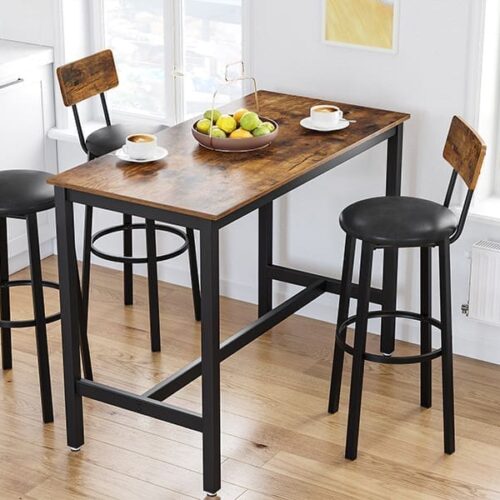 Alternative view of 2 Barstolar industriell stil 39 x 39 x 100 cm med ryggstöd Ergonomisk Köksstolar Vintage Brun-Svart