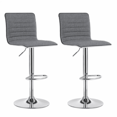 2 st Ergonomiska Barstolar med Ryggstöd, Höjdjusterbara, Grå Sitthöjd 57 – 77 cm