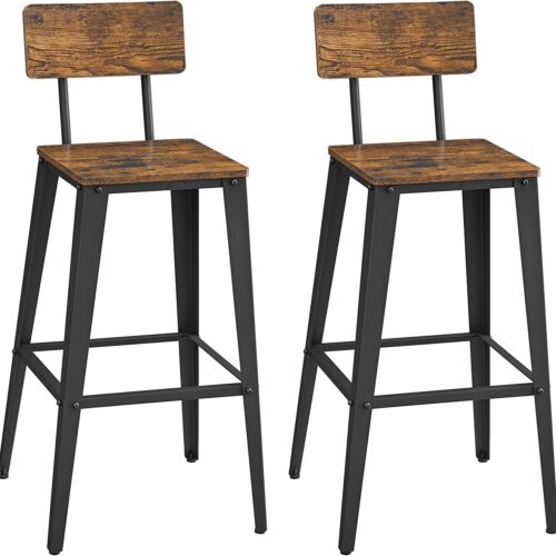 Industriella Barstolar i Set om 2 – Robust Design med Fotstöd för Köksöar och Barbord