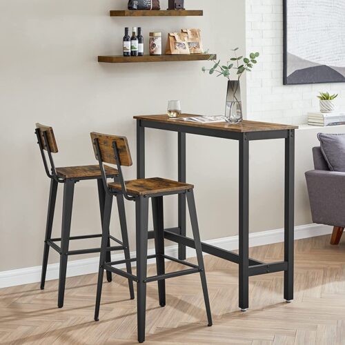 Alternative view of Industriella Barstolar i Set om 2 – Robust Design med Fotstöd för Köksöar och Barbord