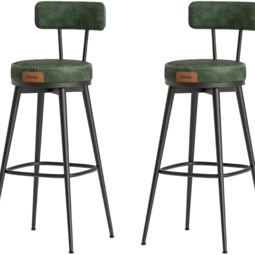 Eleganta Barstolar från EKHO i grönt Konstläder med 360° Rotation – 57 x 57 x 101 cm