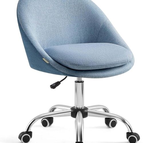 Stilren och kompakt snurrstol med bomull-linneblandning – Blå