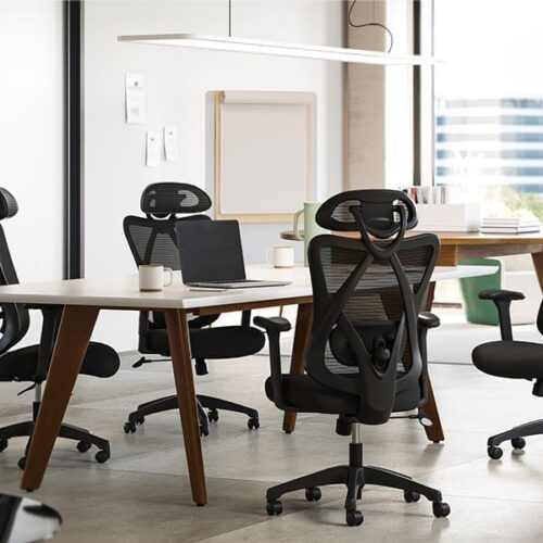 Alternative view of Ergonomisk kontorsstol med justerbar lutning och vadderat svankstöd