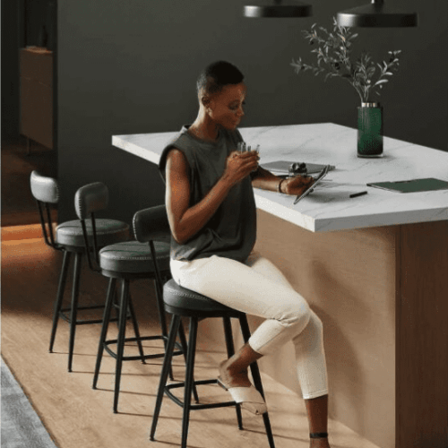 Alternative view of Eleganta Barstolar från EKHO i grönt Konstläder med 360° Rotation – 57 x 57 x 101 cm