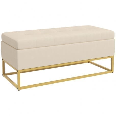 Elegant Sängbänk Beige med Förvaring – Sängkista 110L x 44W x 49H cm