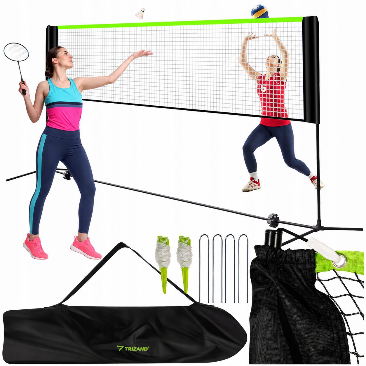 Justerbart Volleybollnät – Portabelt Sportnät för Badminton, Tennis & Volleyboll