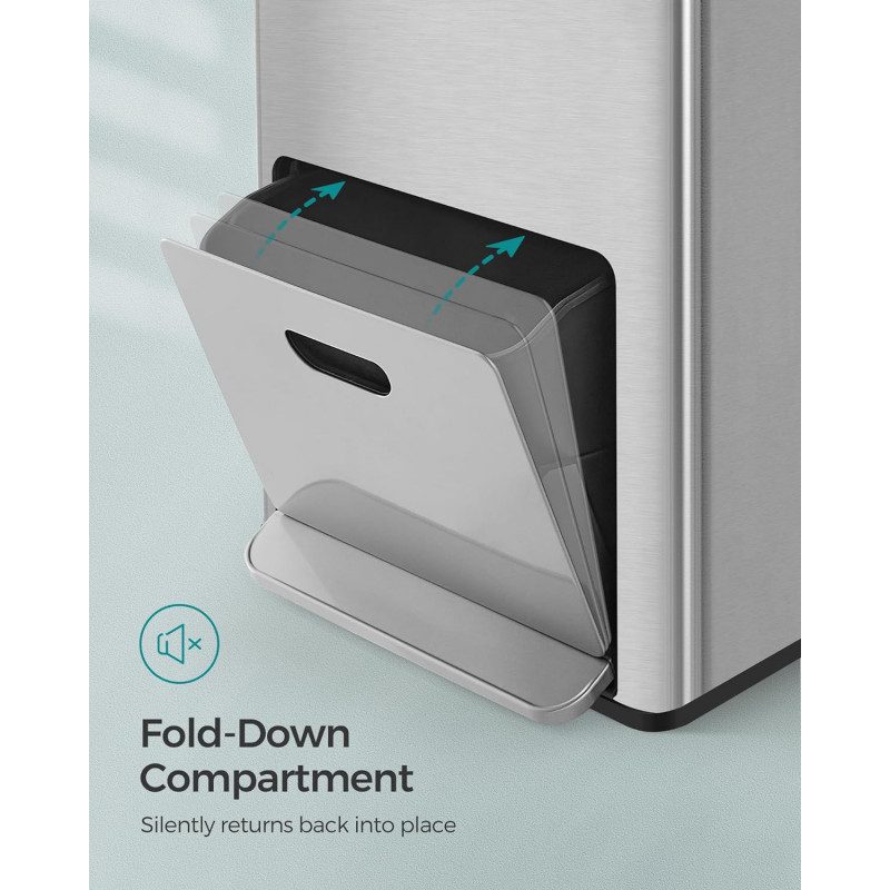 60 L sorteringssoptunna för kök, 3-i-1 med 3 fack – rostfritt stål, 42 × 30 × 81 cm