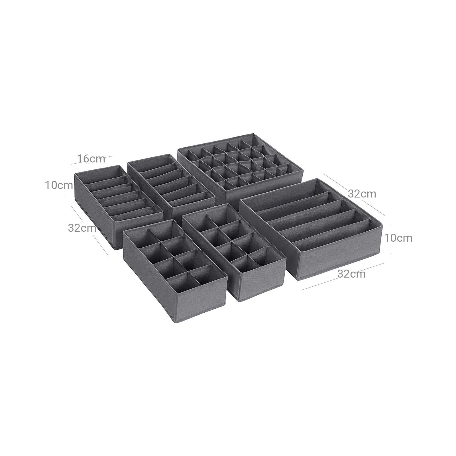 Organizer-set 8-pack för underkläder och småplagg – grå