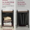 Tvättkorg på ställ med avtagbar tvättpåse, 65 L, svart och brun – 50 × 33 × 72 cm