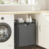 Tvättställ med hylla och tvättpåse, 65 L, 50 × 33 × 72 cm – svart/grå