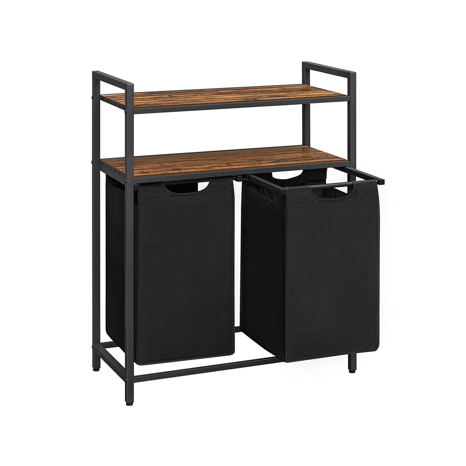 Tvättställ med 2 tvättkorgar och 2 hyllor – 73×33×91 cm