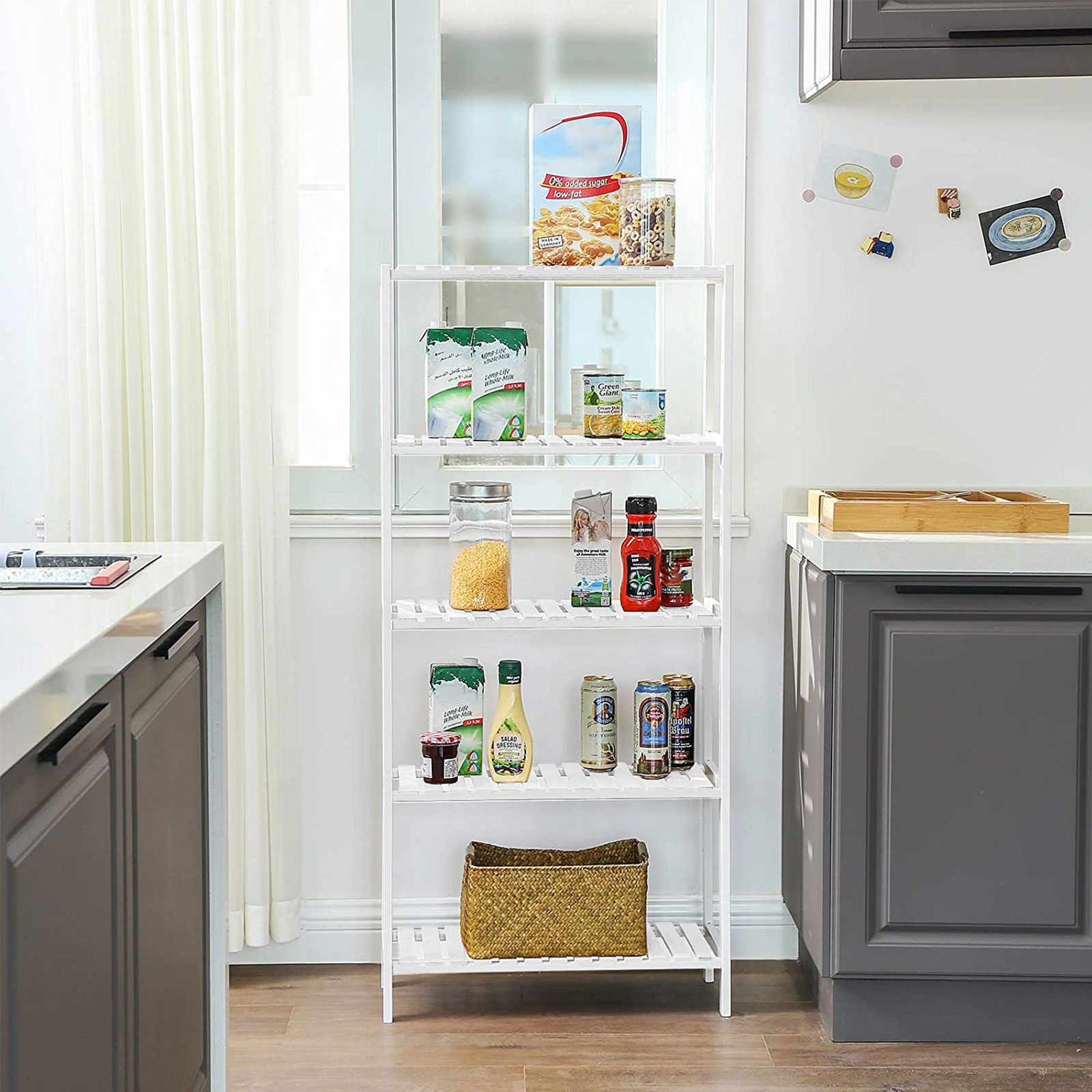 Förvaringshylla i bambu med 5 hyllplan