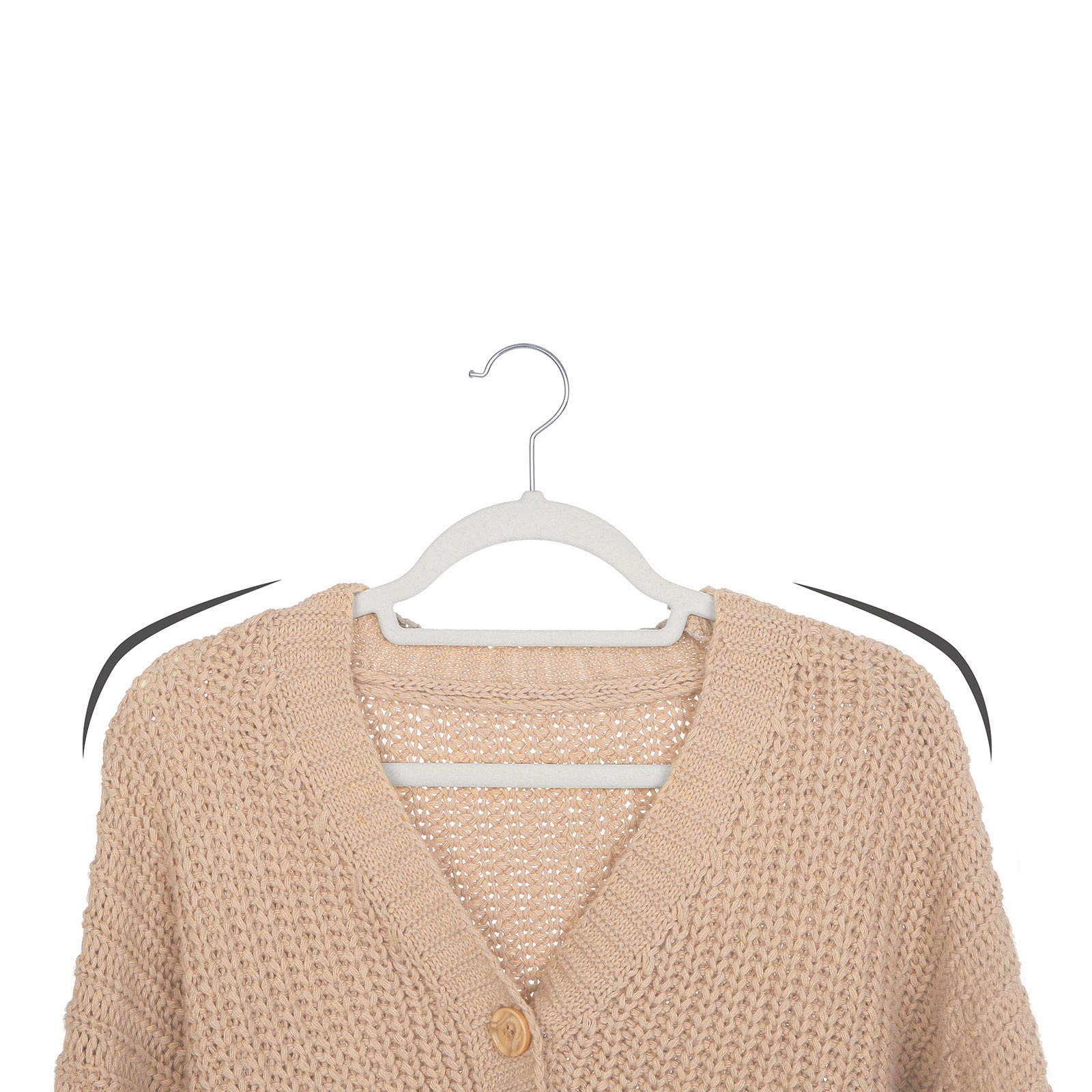 Vita Halkfria Klädgalgar 50-pack med Sammetsyta