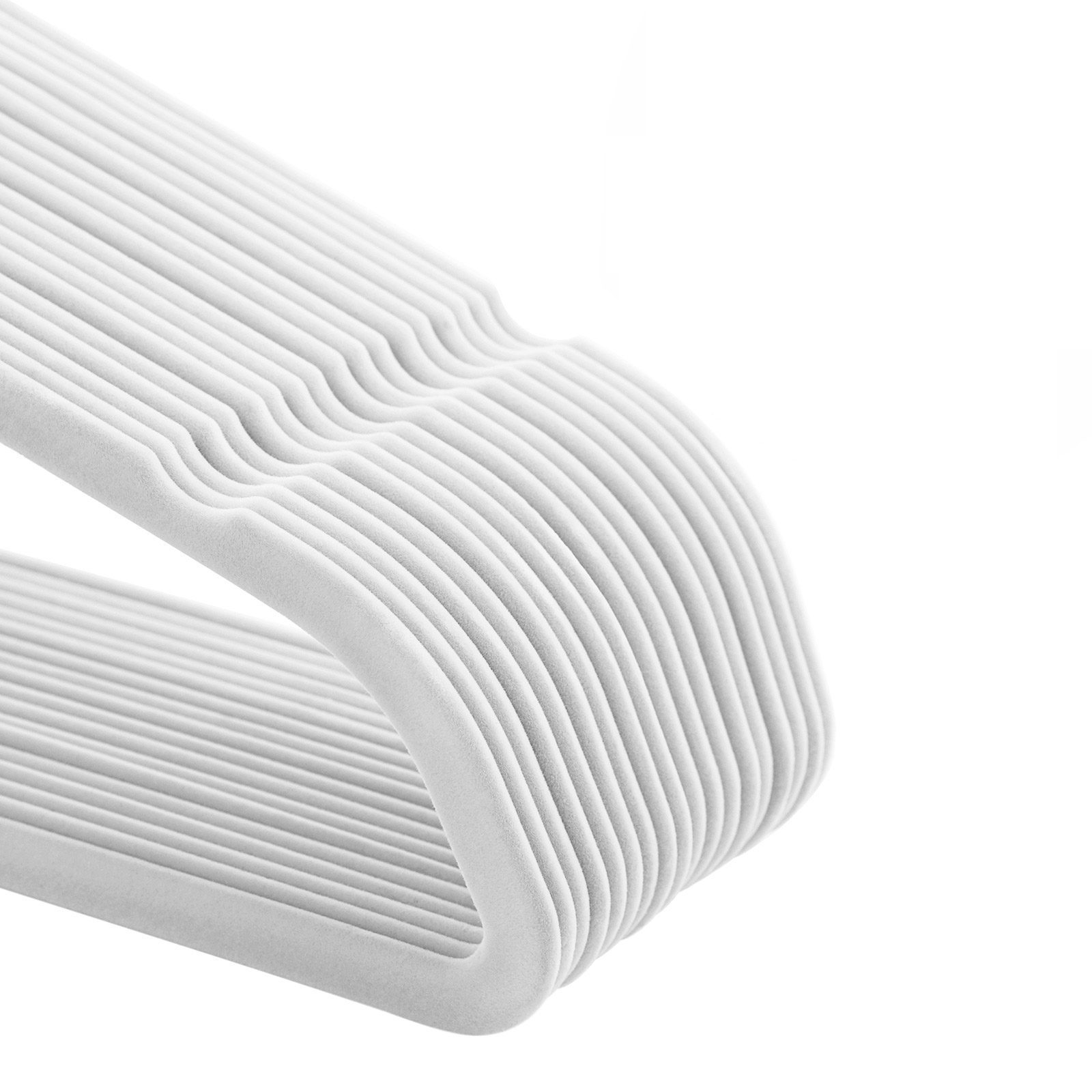 Vita Halkfria Klädgalgar 50-pack med Sammetsyta