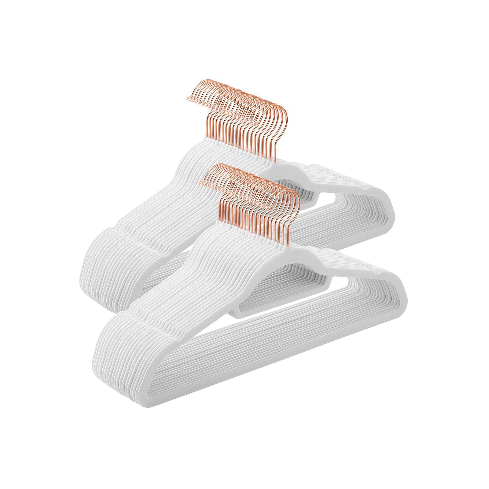 Halkfria klädgalgar i sammet, 50-pack – vit