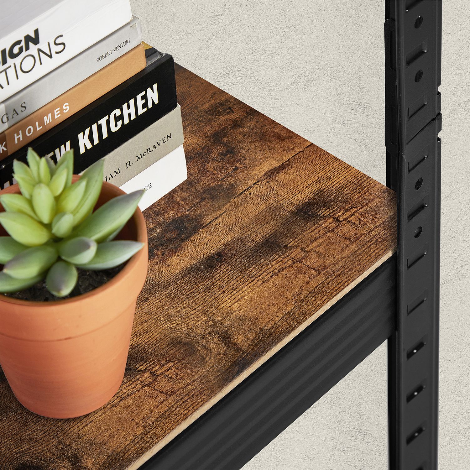 Smal förvaringshylla med 5 hyllplan, vintage brun, 37 x 37 x 150 cm