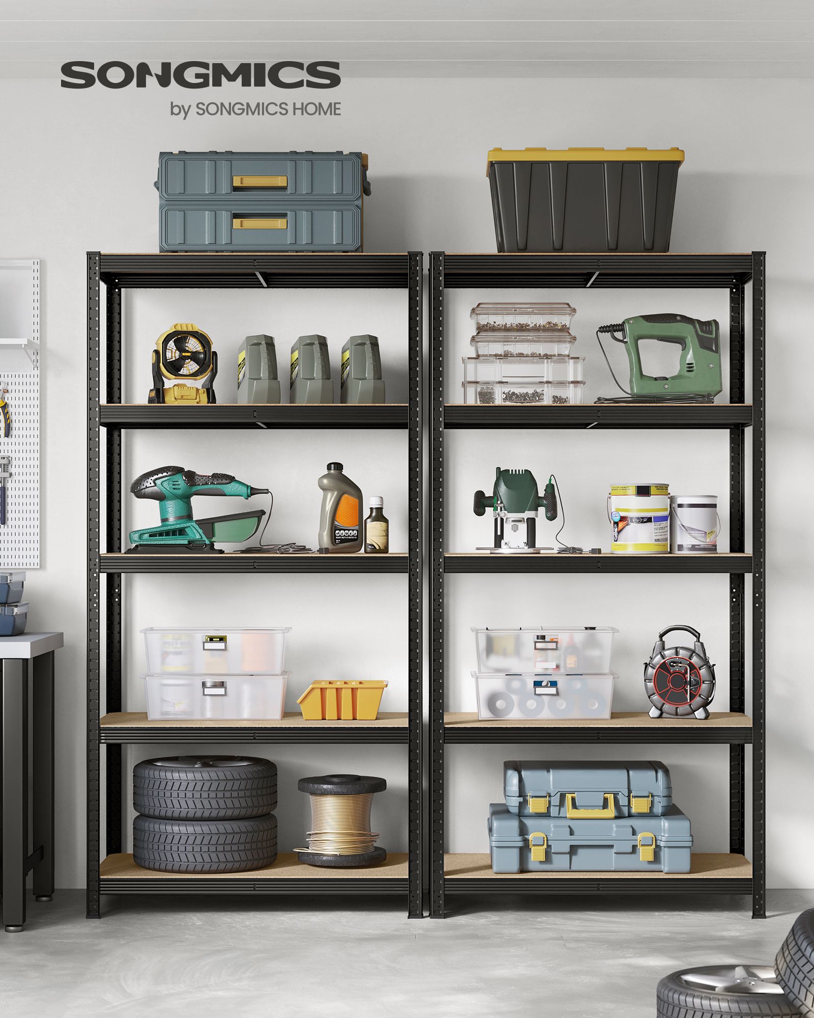 Förvaringsställ Heavy Duty – 100x50x200 cm, upp till 875 kg, svart