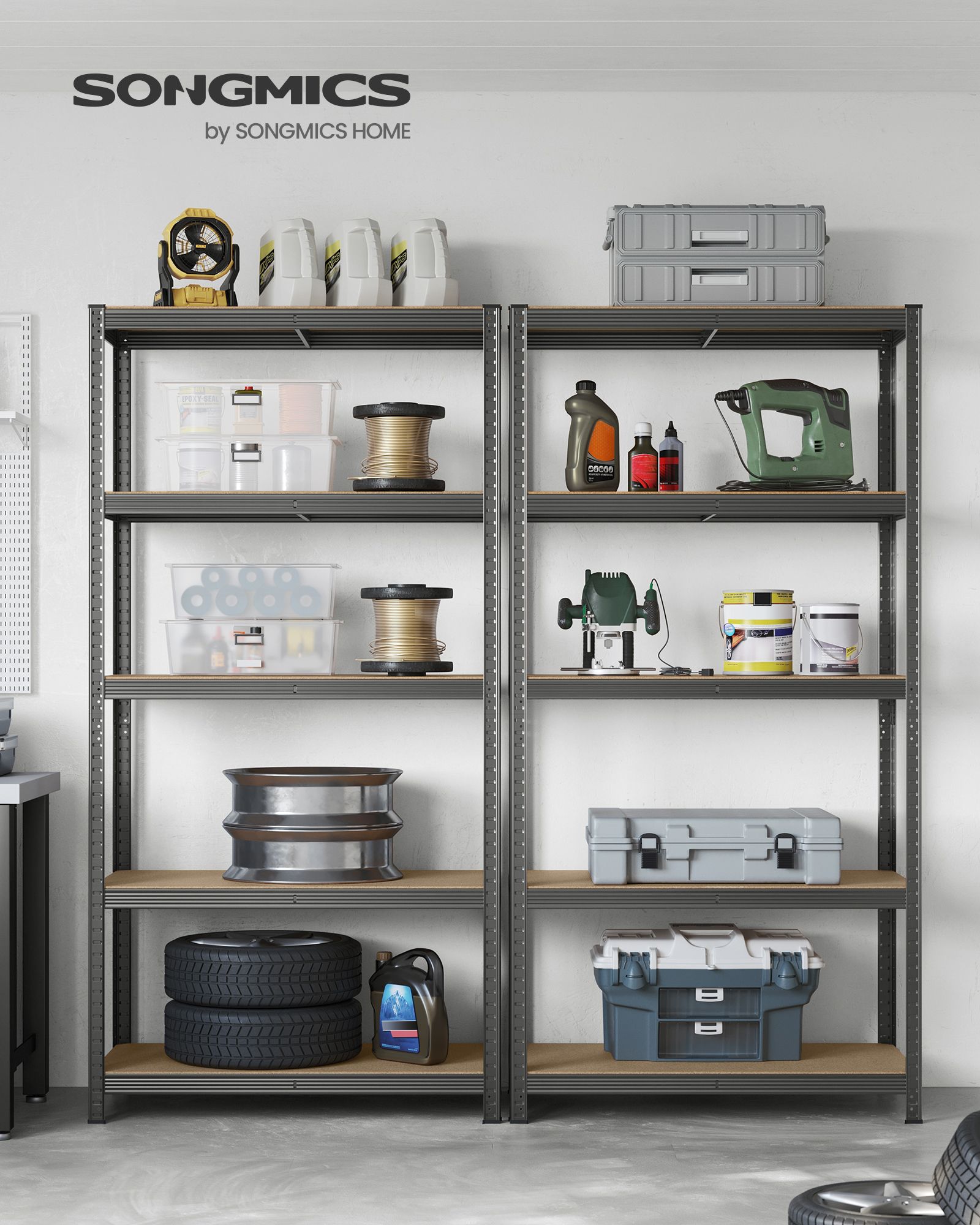 Heavy duty förrådshylla 600 kg – Grå, 100 x 50 x 200 cm