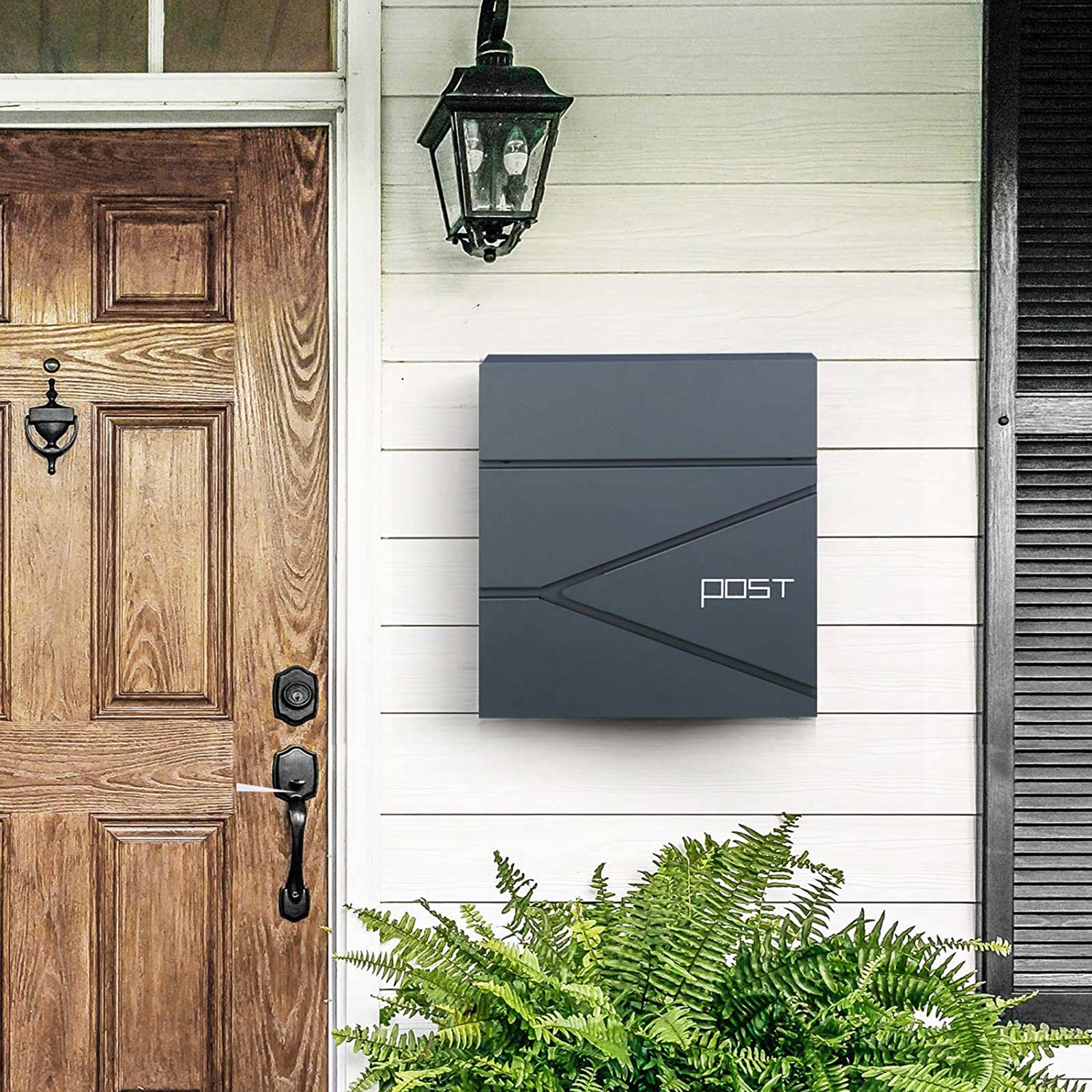 Postlåda med lås och integrerat tidningsfack, 37 × 36 × 10,5 cm