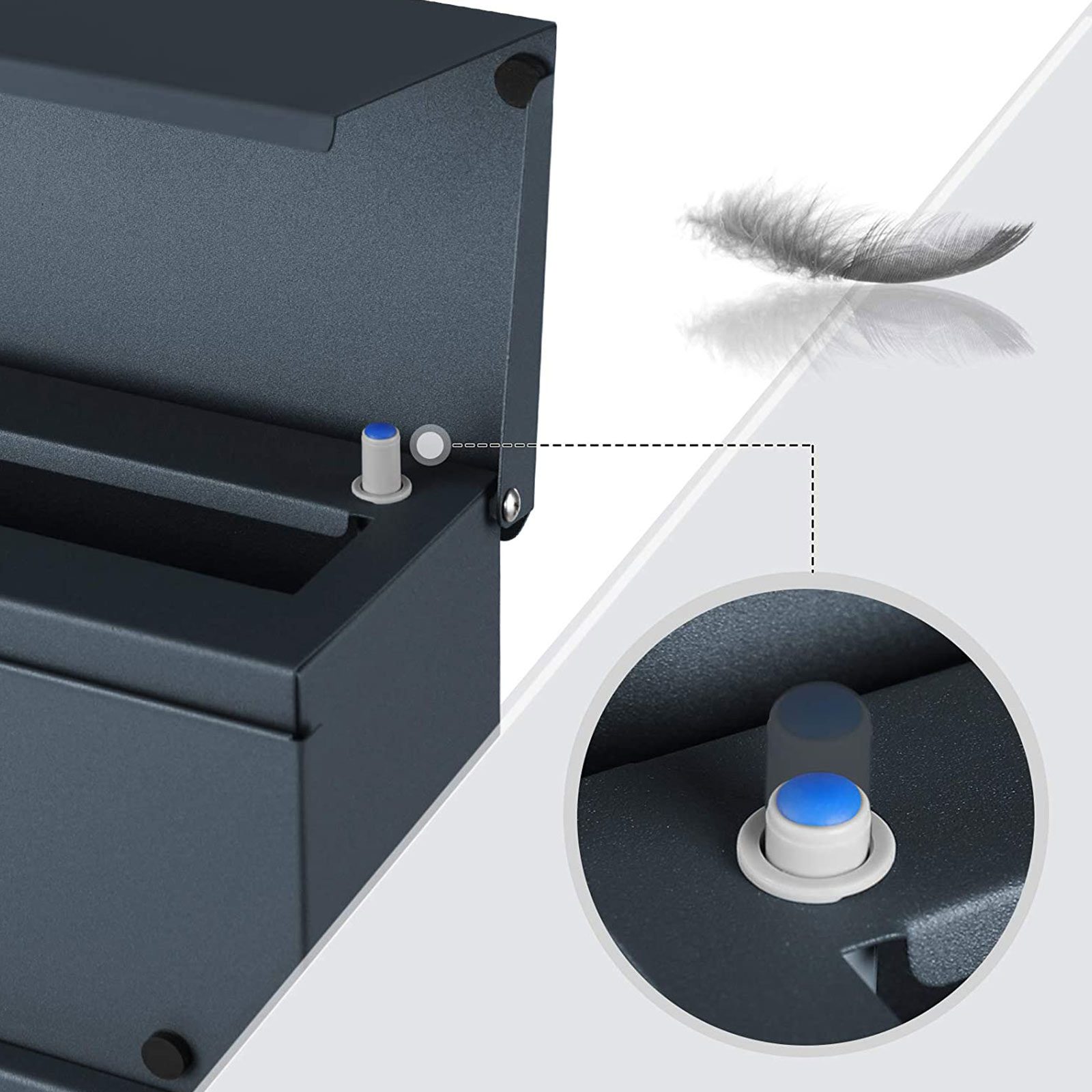 Postlåda med lås och integrerat tidningsfack, 37 × 36 × 10,5 cm