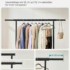 Svart rullbar klädställning med expanderbar klädstång i metall, 90 kg maxbelastning