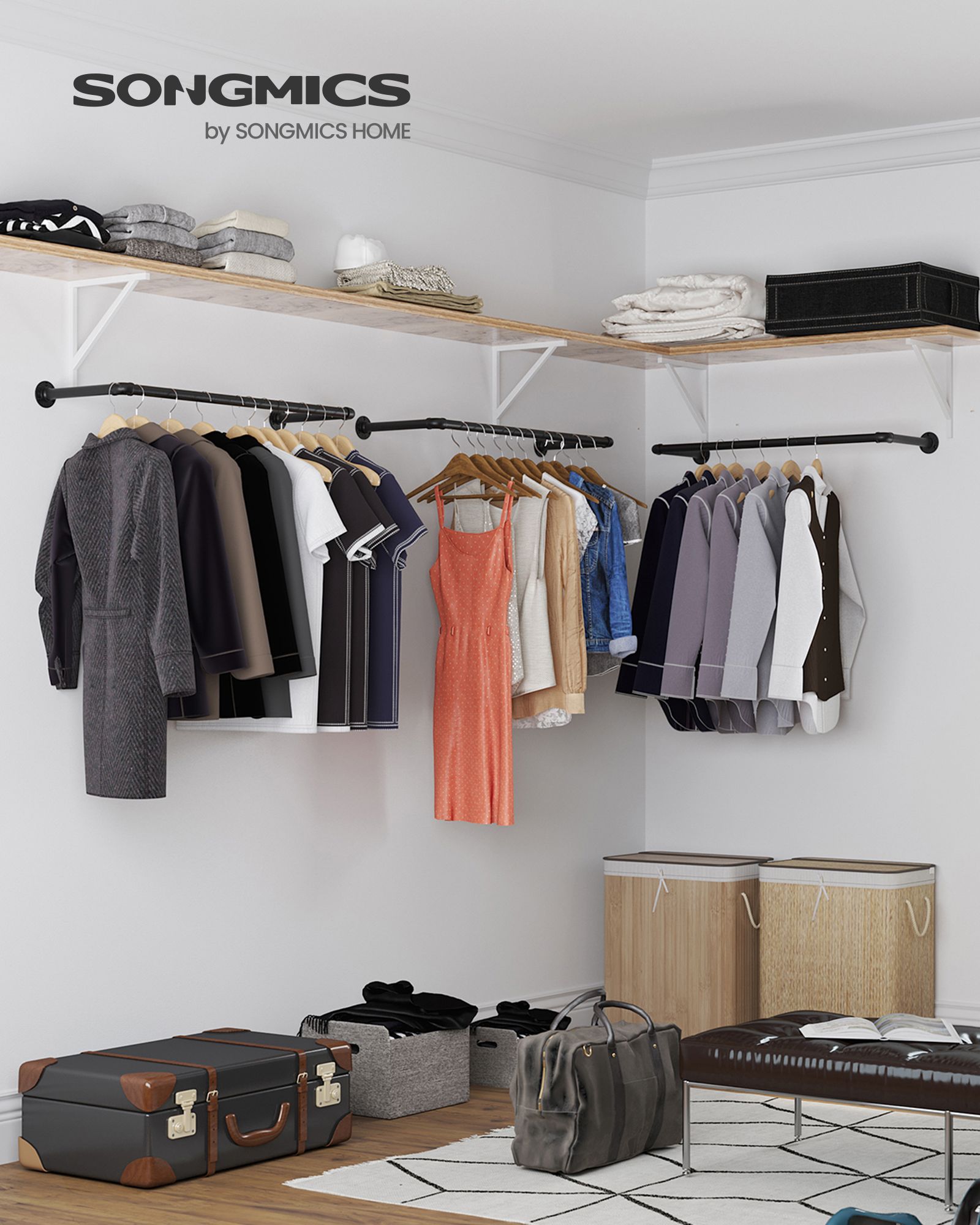 Industriella väggklädstänger, 2 st, 92 × 30 cm