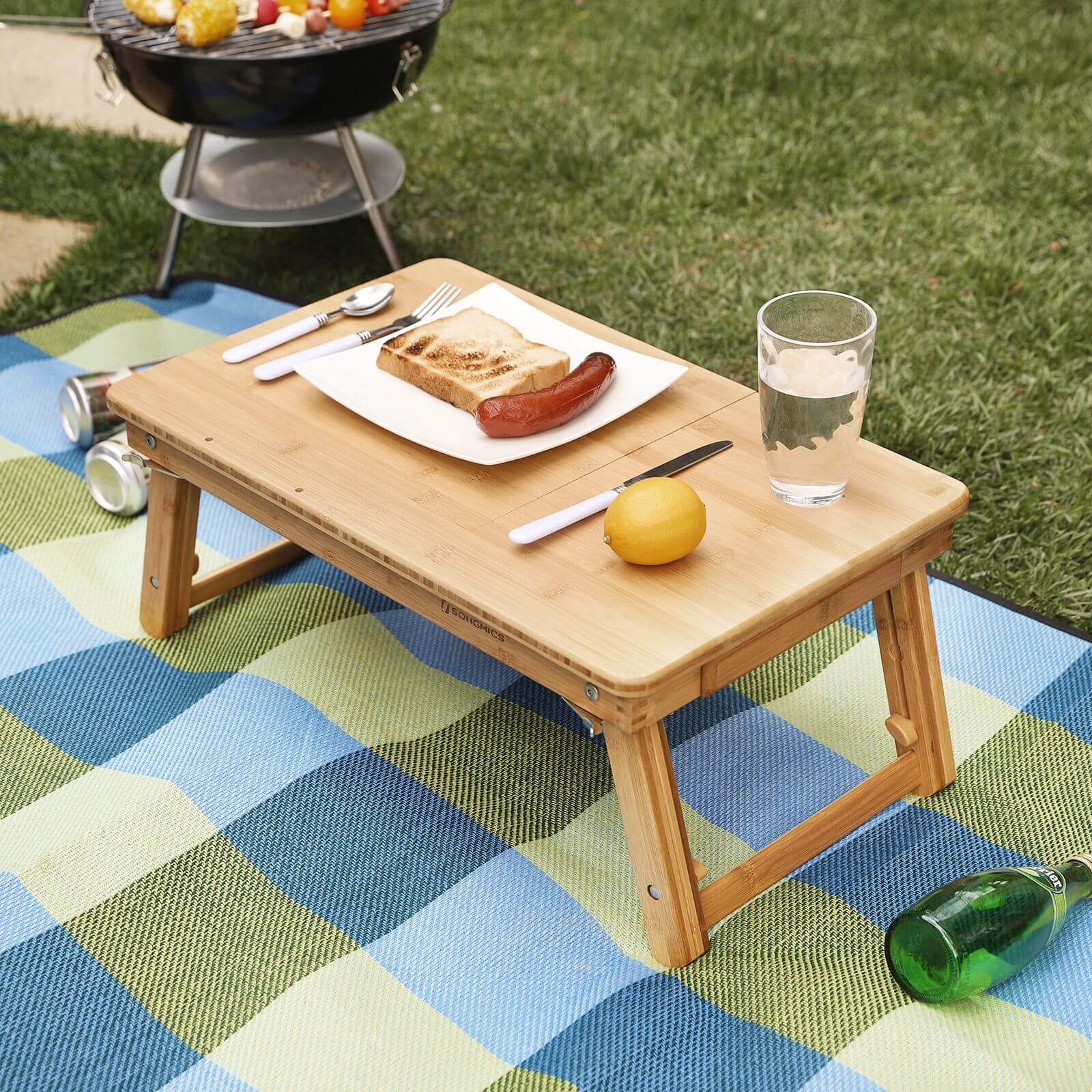 Justerbart laptopställ i bambu, fällbart 54,5 × 34,5 × 29 cm