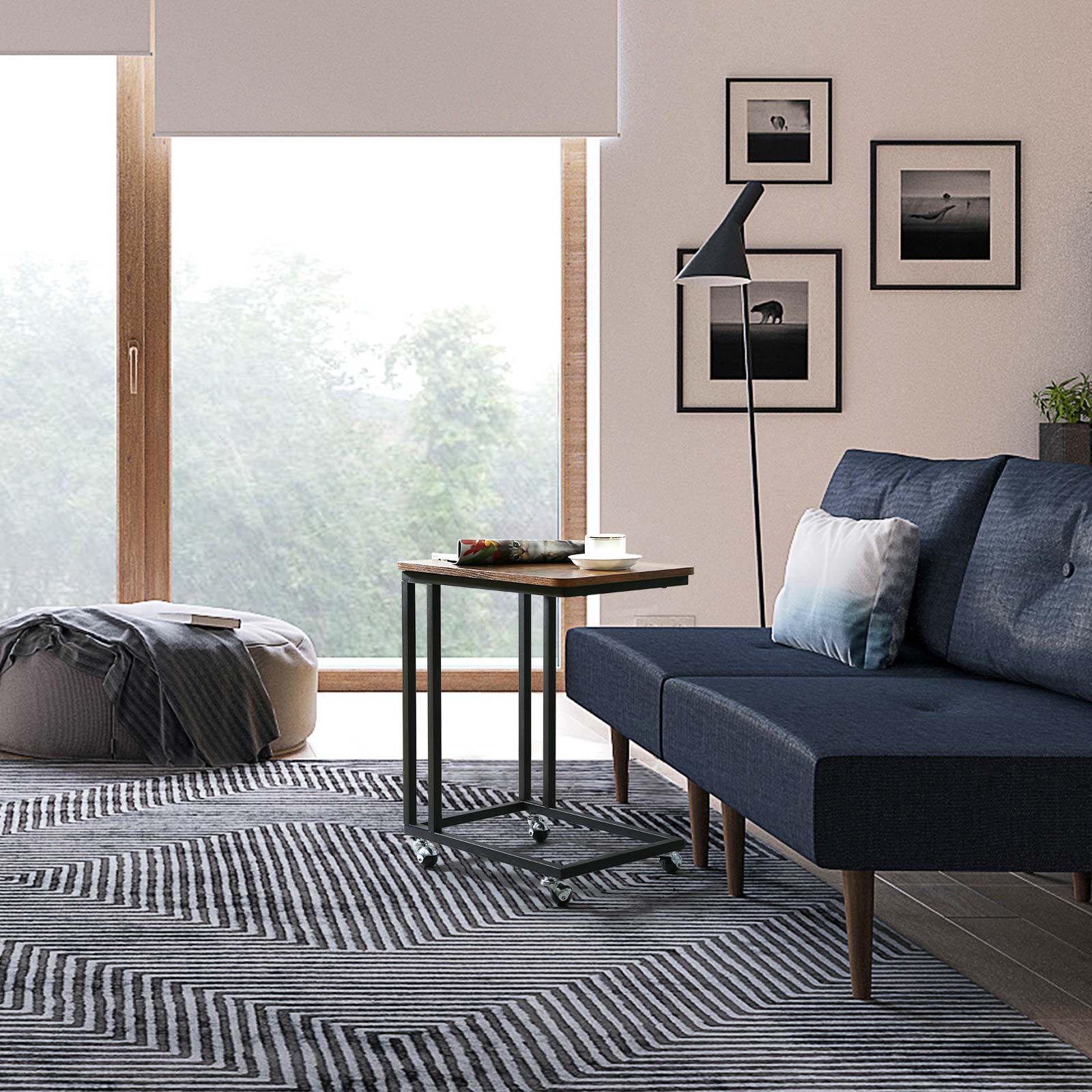 Laptopbord på hjul, rullbart sidobord 50 × 35 × 60 cm