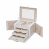 Vitt smyckeskrin med spegel, 3 lådor