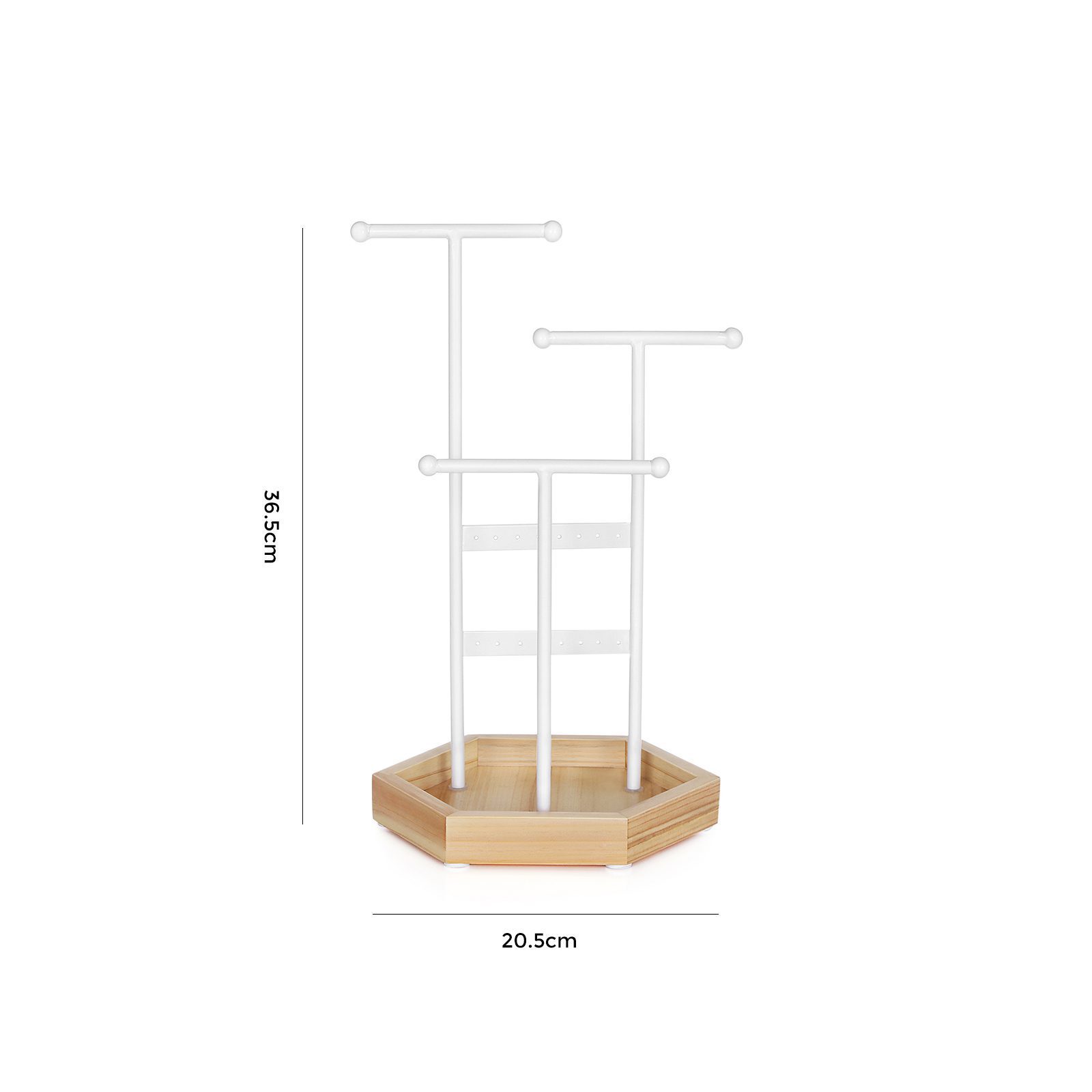 Smyckesträd med smart förvaring – ljusbrun/vit