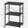 Rullvagn för kök med 3 hyllplan – svart, 60 × 40 × 89 cm