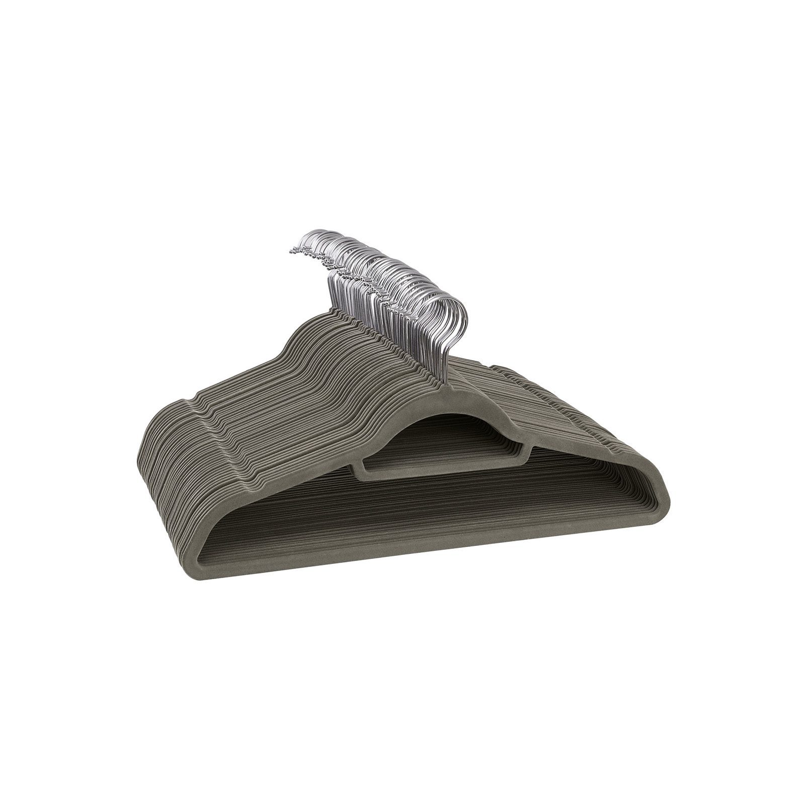 Tunn klädgalge 20-pack – halkfri sammetsyta, grå