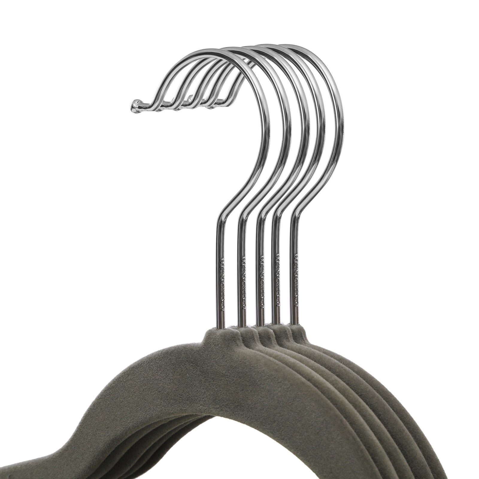 Tunn klädgalge 20-pack – halkfri sammetsyta, grå