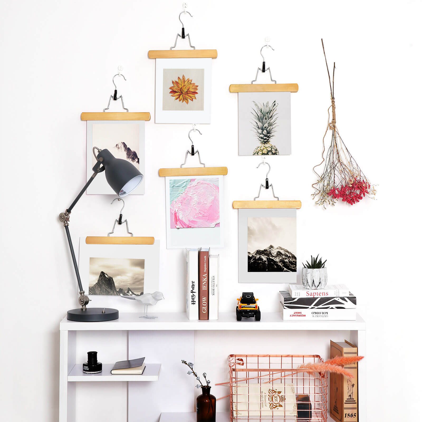 12-pack kjolhängare med klämmor – natur, 25 cm