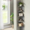 Sicksack hörnhylla för vägg, 5 våningar – grå, 20 × 20 × 126 cm