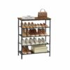 Konsolbord med skoförvaring – skohylla med 4 tyghyllor, industriell brun, 75 x 30 x 91 cm