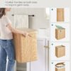 Bambu tvättkorg med lock, 150 L, ek, tvättbar påse med bärhandtag
