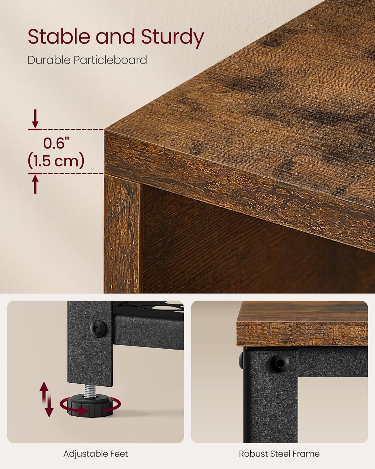 Hallmöbel set i vintage brun – Hatthylla med klädhängare och sittbänk