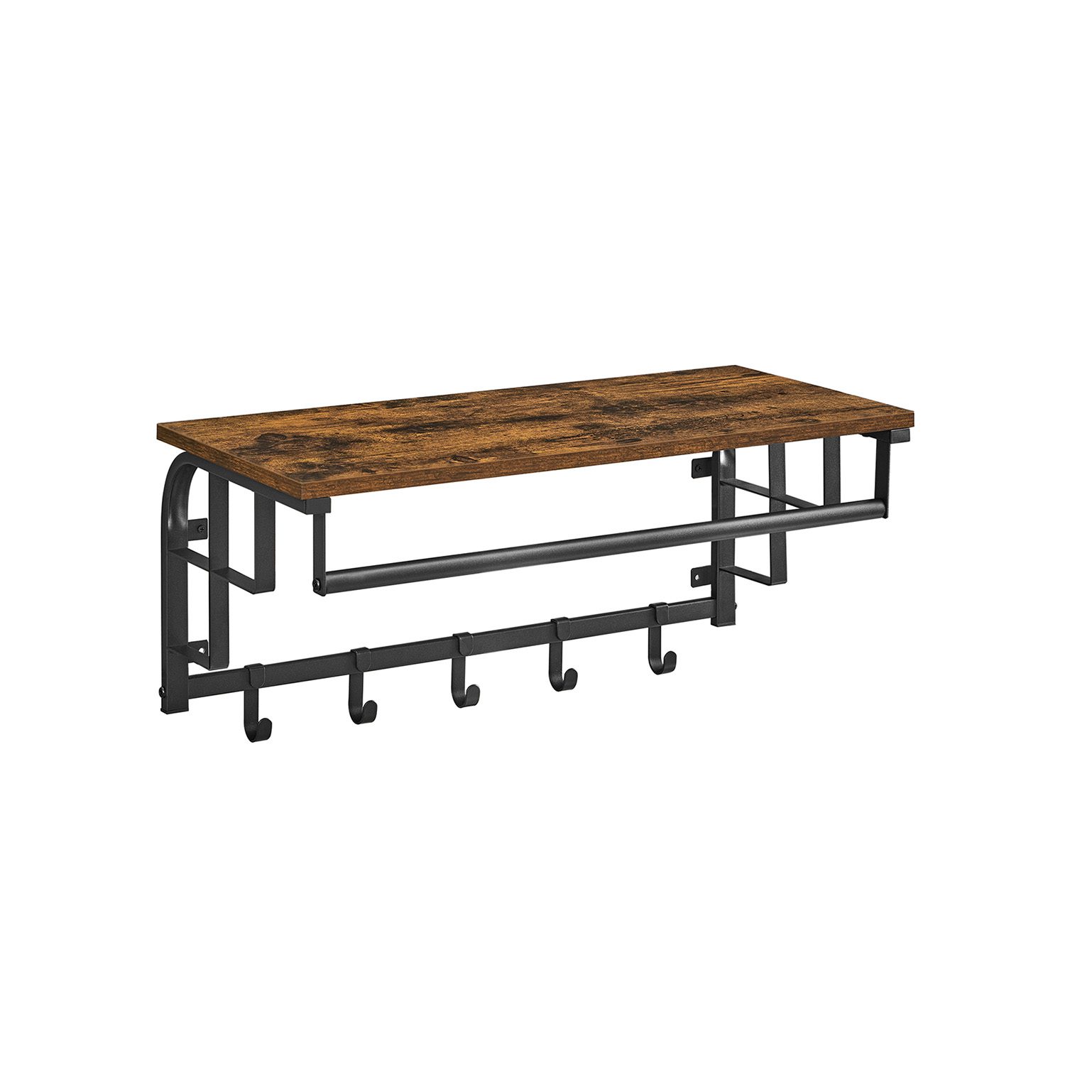 Vägghylla med klädhängare 66 × 30 cm – förvaringshylla