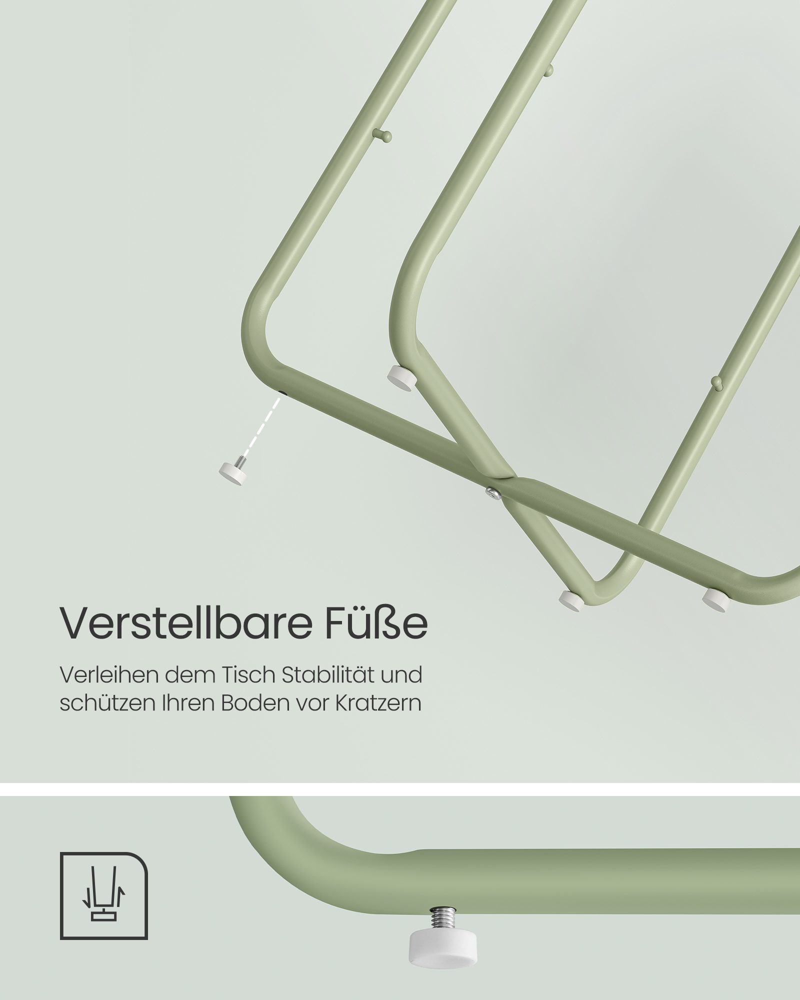 Rundt soffbord med förvaringskorg i tyg, 50 cm, grön/krämvit