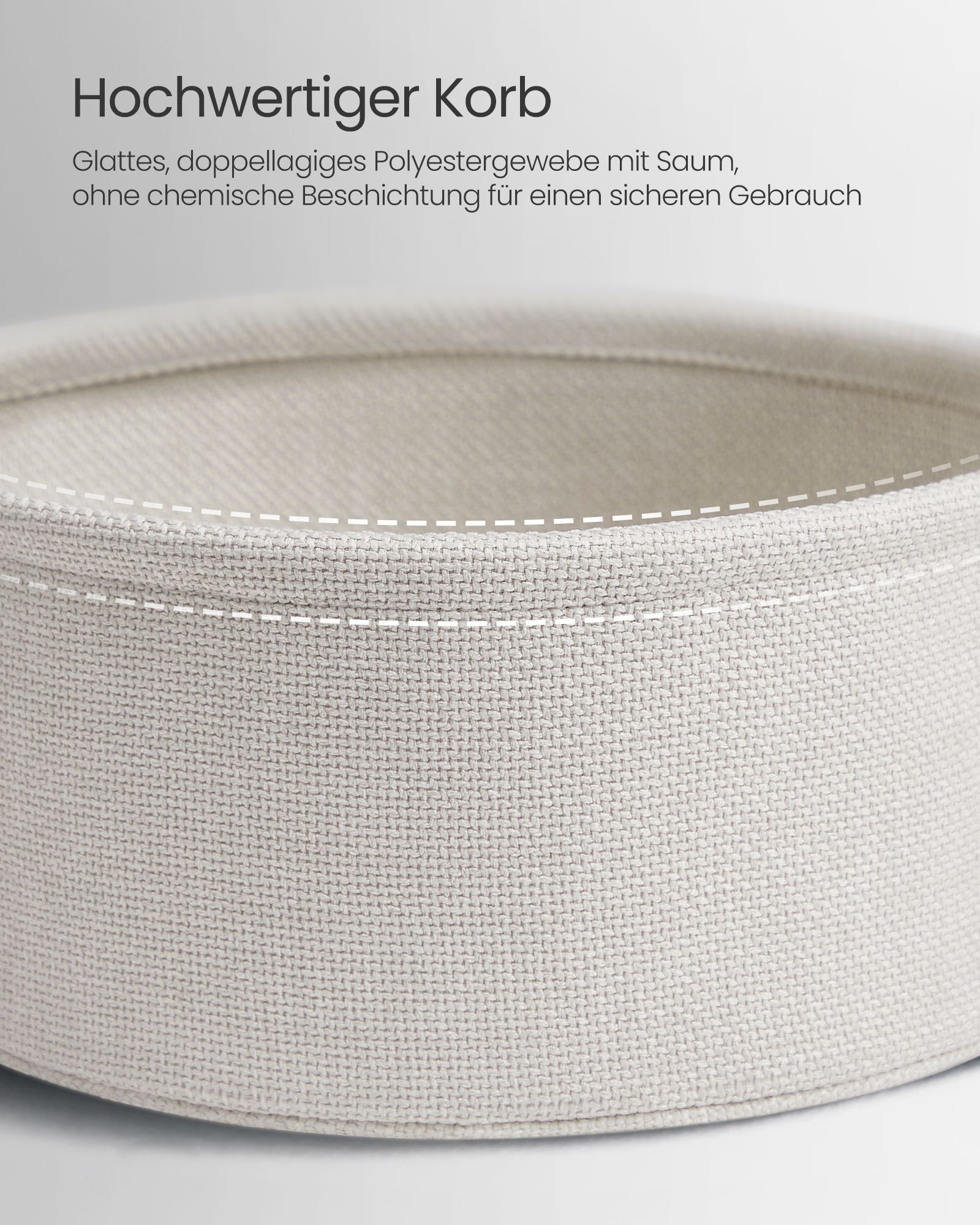 Rundt sidobord med tygkorg, 50 cm – grå