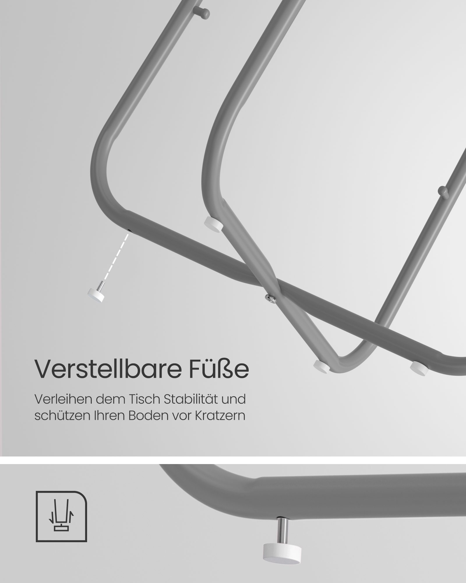 Rundt sidobord med tygkorg, 50 cm – grå