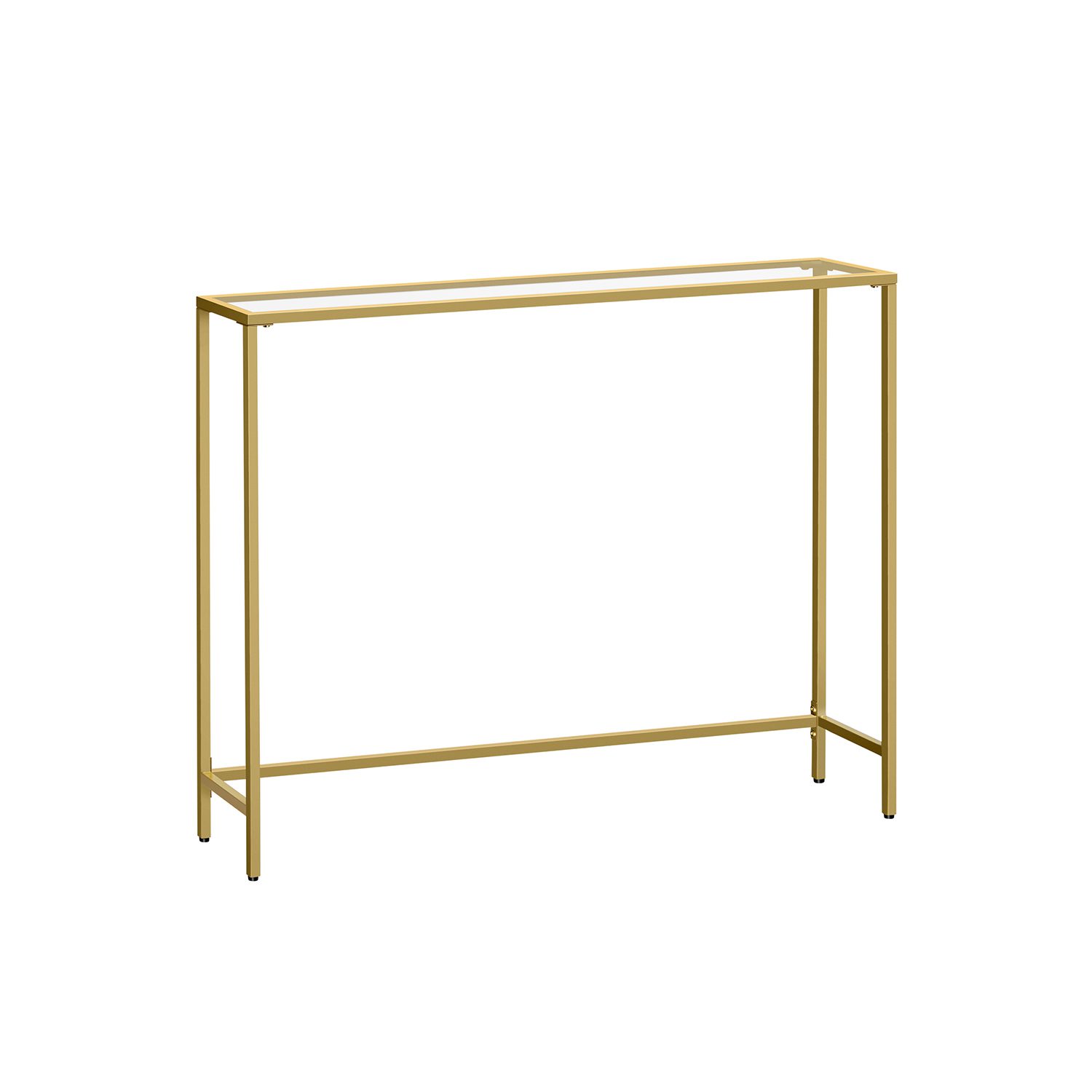Elegant konsolbord med glas och guldfinish, 100 x 20 x 80 cm
